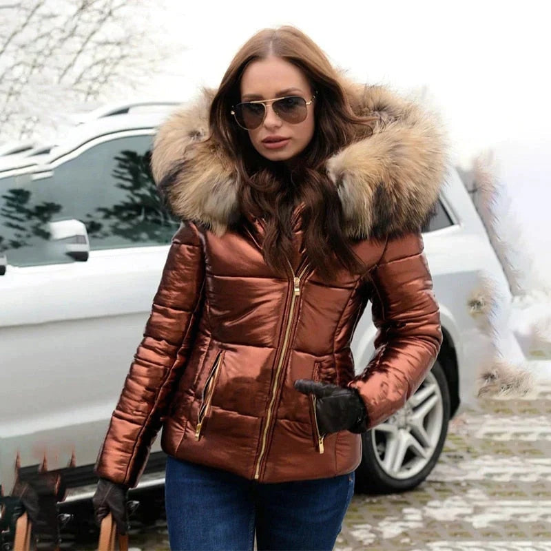 Trendoire-Jassen-Sarina - Elegante winterjas met luxe bontkraag