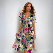 V Hals Jurk Met Elegant Silhouet-5