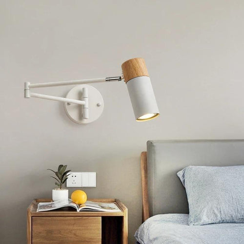 Designer Wall Light in Wood and Metal for Adult Bedroom