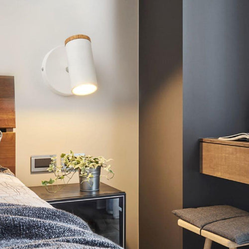Designer Wall Light in Wood and Metal for Adult Bedroom