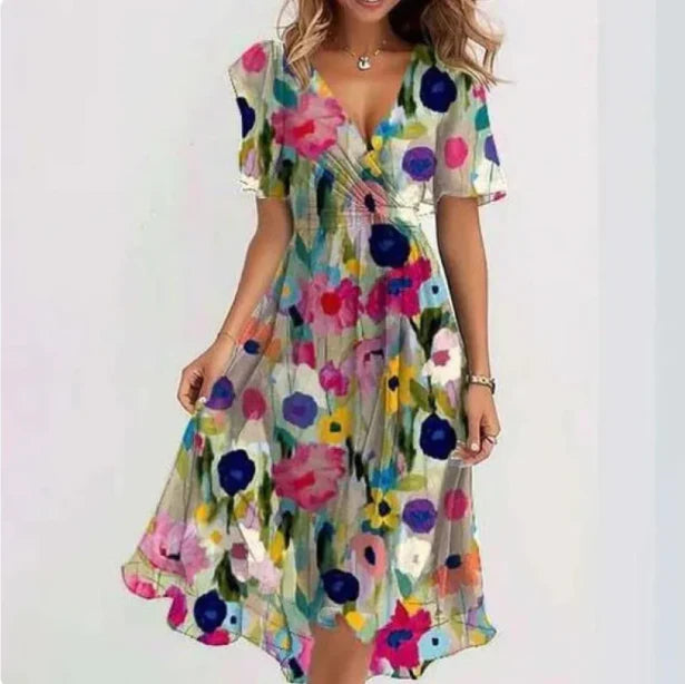 V Hals Jurk Met Elegant Silhouet-6