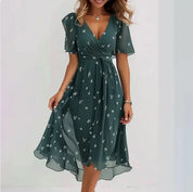 V Hals Jurk Met Elegant Silhouet-1