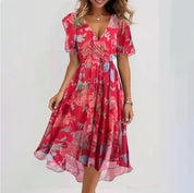 V Hals Jurk Met Elegant Silhouet-3