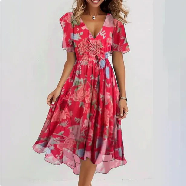 V Hals Jurk Met Elegant Silhouet-3