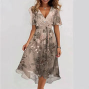 V Hals Jurk Met Elegant Silhouet-4