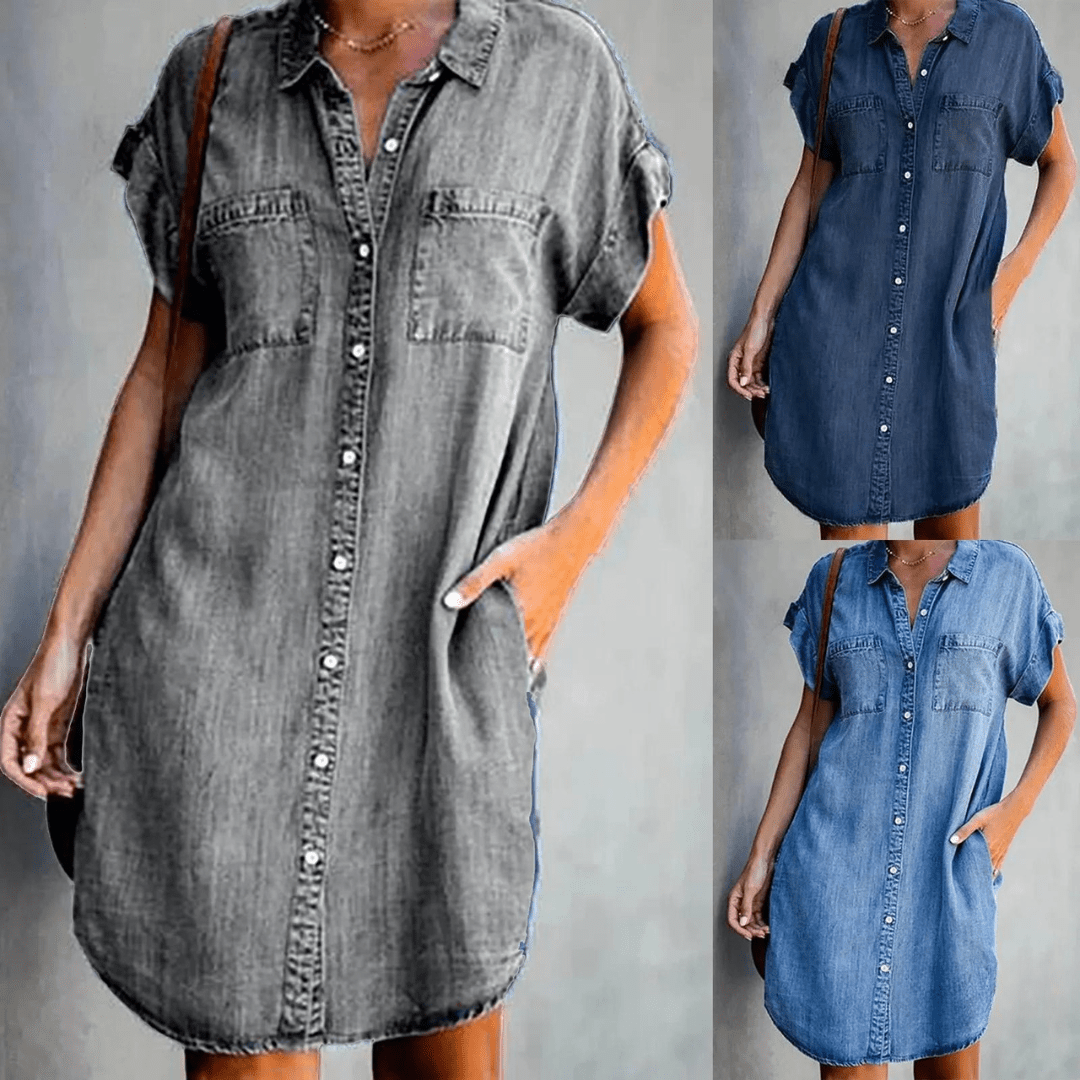 Denim Shirtjurk Met Knoopsluiting-2
