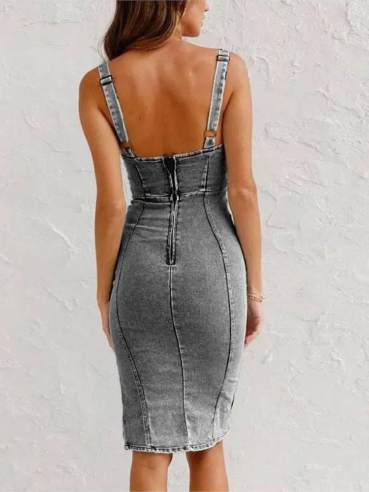 Denim Jurk Met Figuuraccent-2