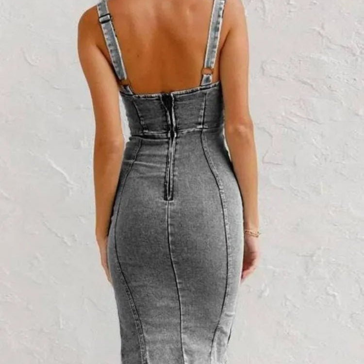 Denim Jurk Met Figuuraccent-2