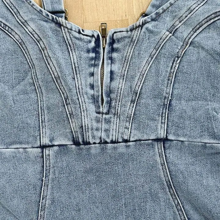 Denim Jurk Met Figuuraccent-5