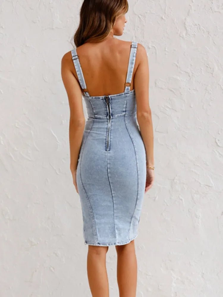 Denim Jurk Met Figuuraccent-6