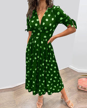 Variant image for Gestippelde Midi Jurk Met Elegante Snit-13