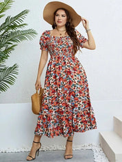 Bloemen Midi Jurk met Vloeiend Silhouet-5
