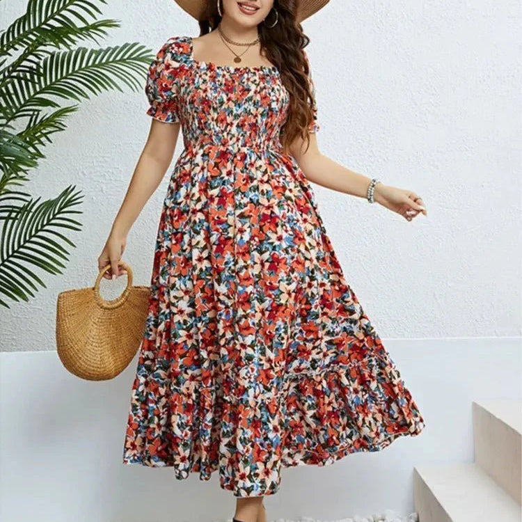 Bloemen Midi Jurk met Vloeiend Silhouet-2