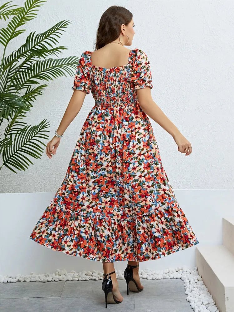 Bloemen Midi Jurk met Vloeiend Silhouet-6