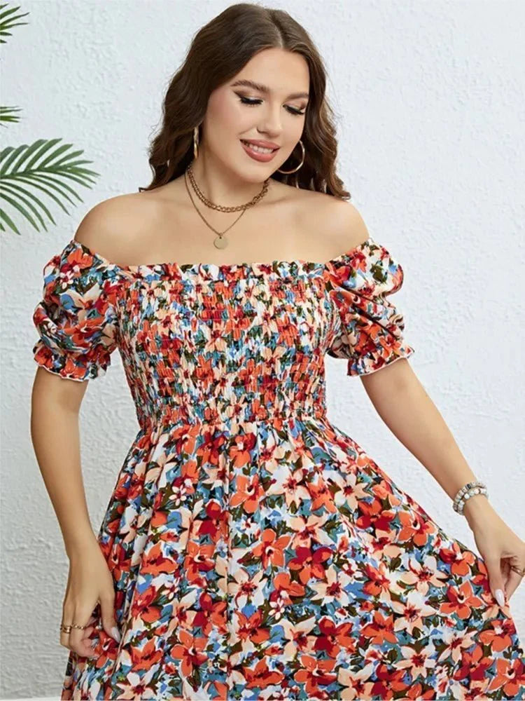 Bloemen Midi Jurk met Vloeiend Silhouet-4