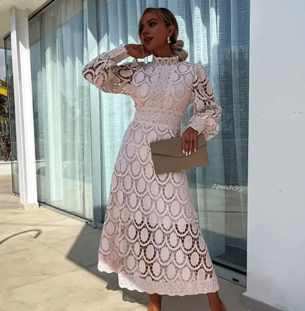 Elegante Zwarte Midi Jurk voor Bruiloft-3