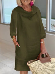 Elegante Lange Dames Jurk met Halslijn-4