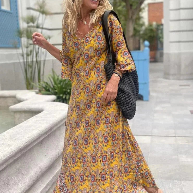 Boho Maxikleed met Vloeiend Silhouet-2