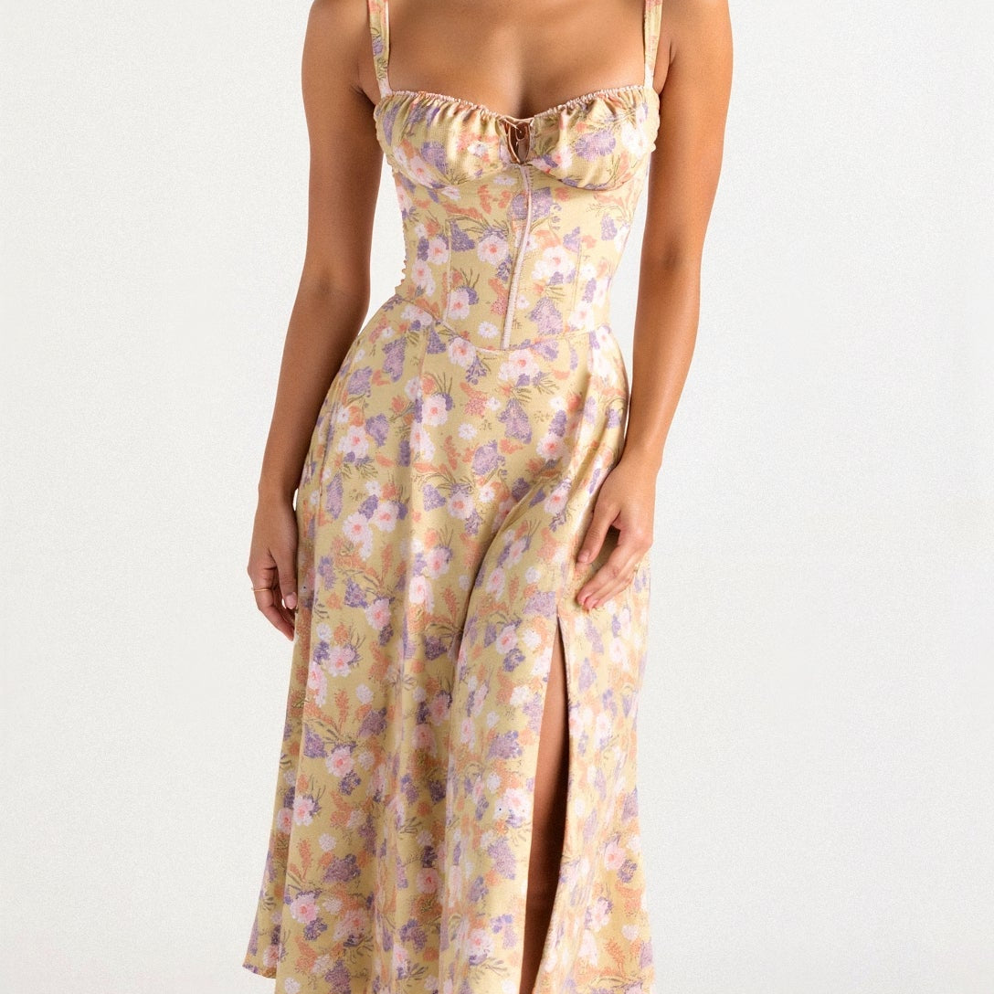 Corset Midikleid met Vloeiende Rok-1