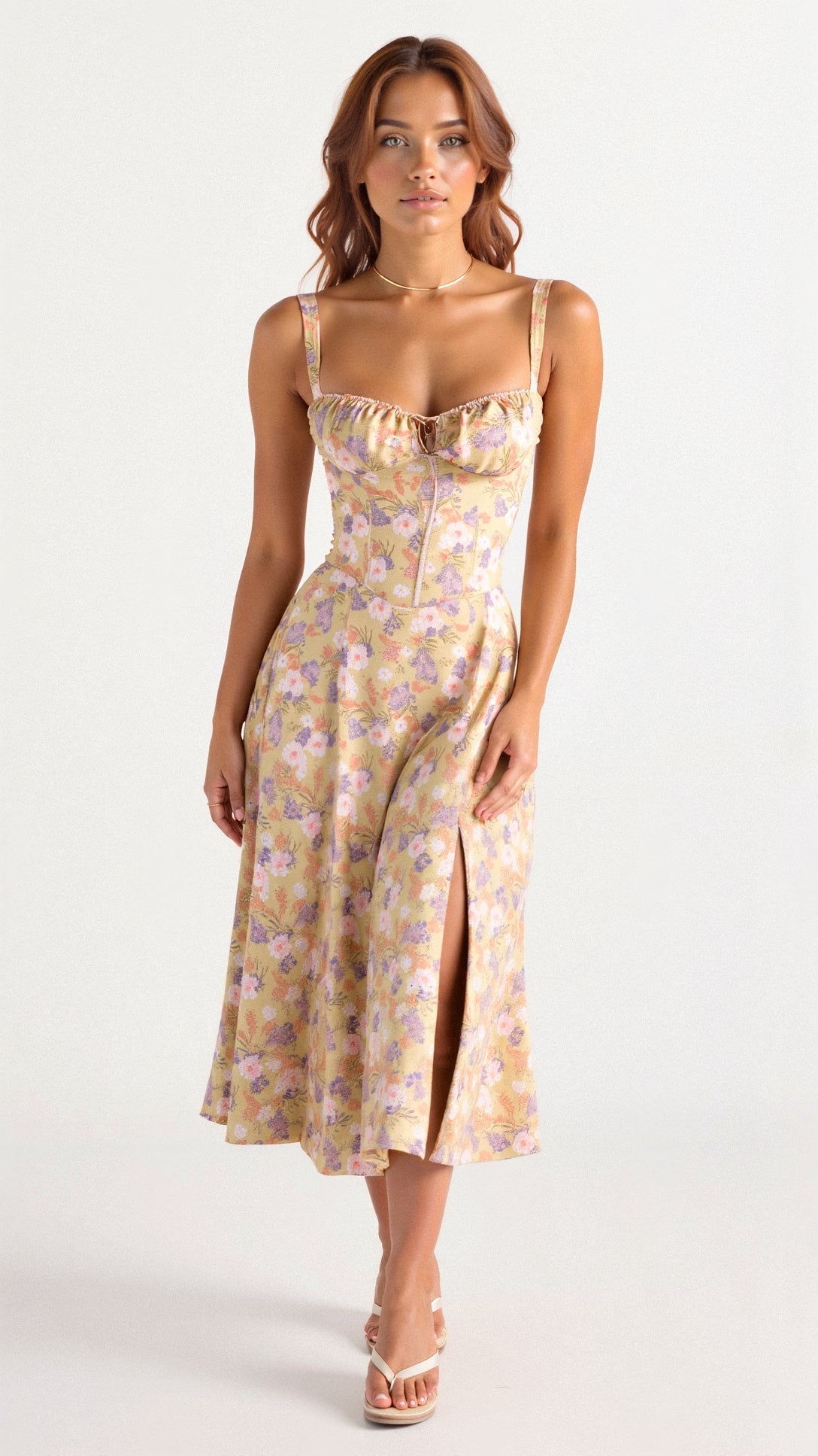 Corset Midikleid met Vloeiende Rok-1