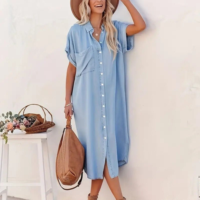 Losse Denimjurk met Ontspannen Pasvorm-1