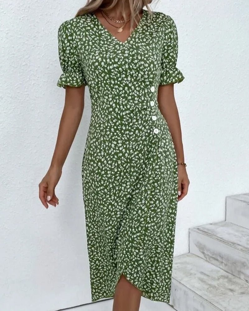 Elegante Dames Jurk Met Bloemmotief-6