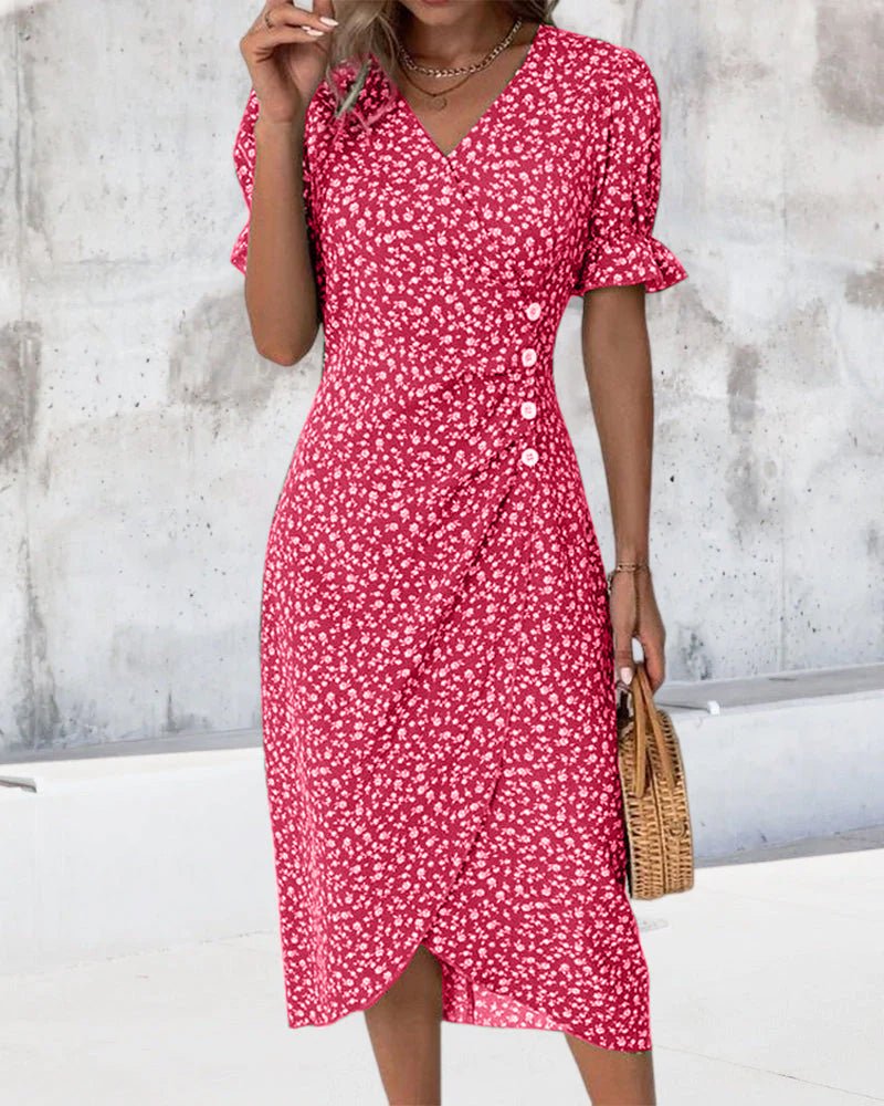 Elegante Dames Jurk Met Bloemmotief-4