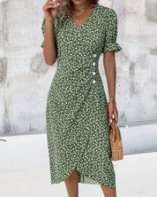 Elegante Dames Jurk Met Bloemmotief-5
