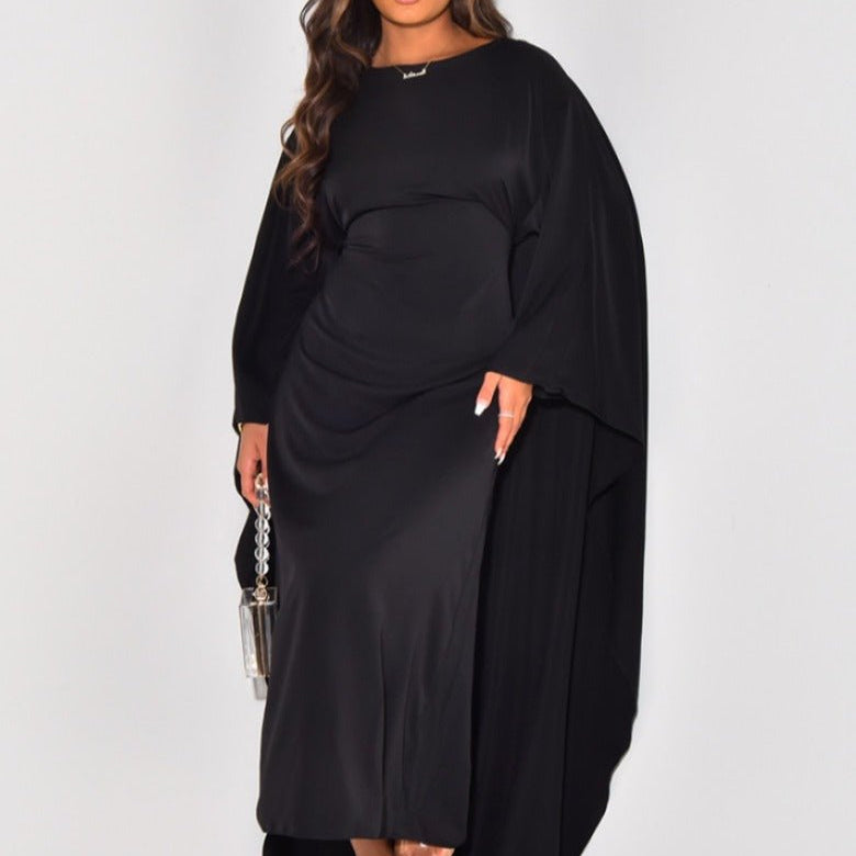 Elegante Maxikleed met Vloeiende Cape-2