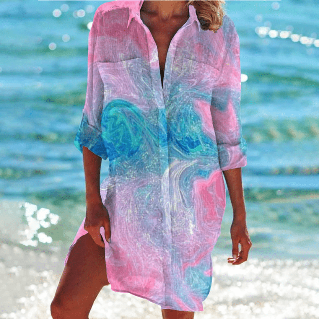 Variant image for Geprinte T Shirt Jurk met Knoopsluiting-33