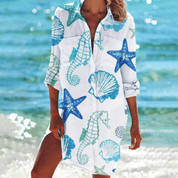 Variant image for Geprinte T Shirt Jurk met Knoopsluiting-9
