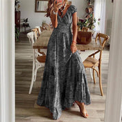 Vloeiende Maxi Jurk Zwart Boho-6