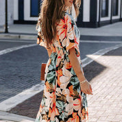 Bloemen Maxi Jurk met Vloeiende Snit-3