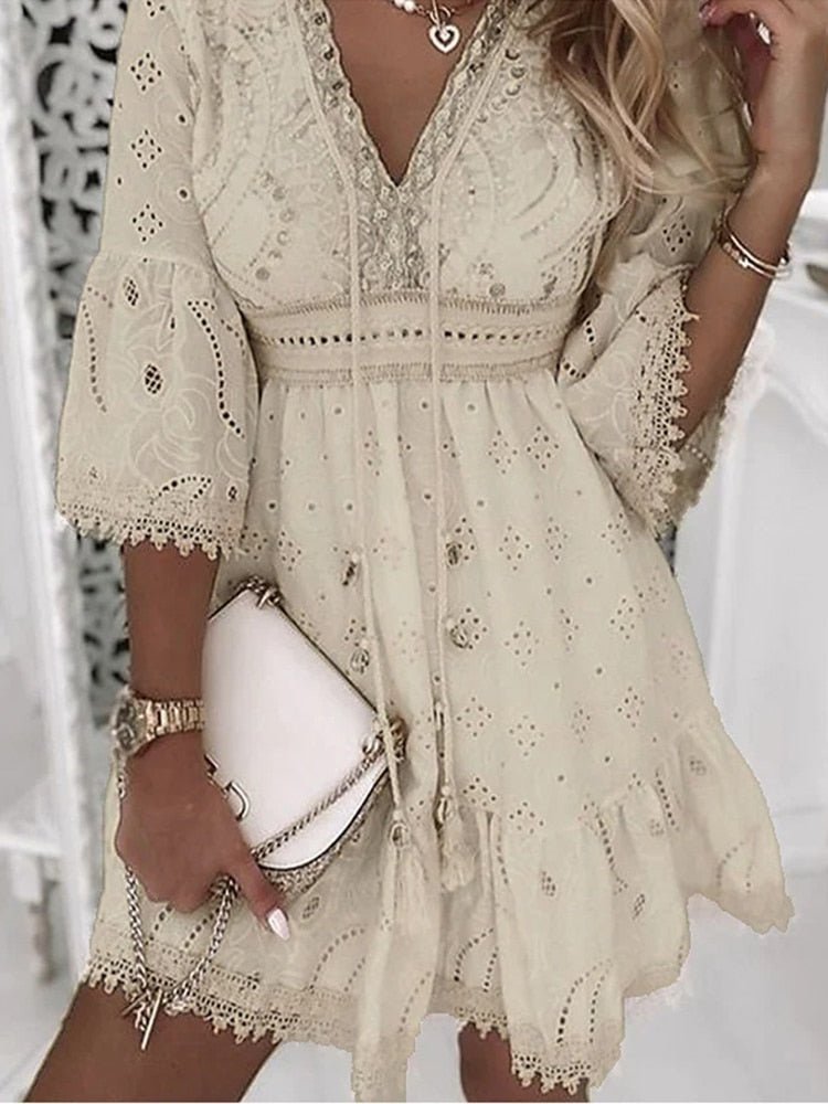 Boho Mini Jurk Met Flatterende Pasvorm-1