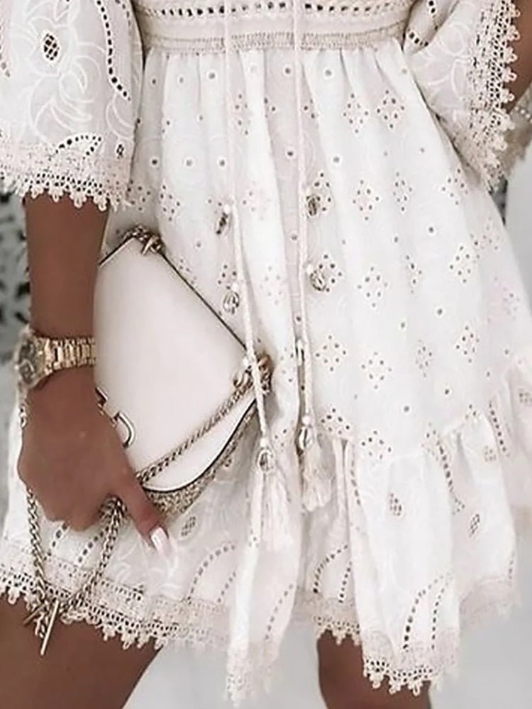 Boho Mini Jurk Met Flatterende Pasvorm-6