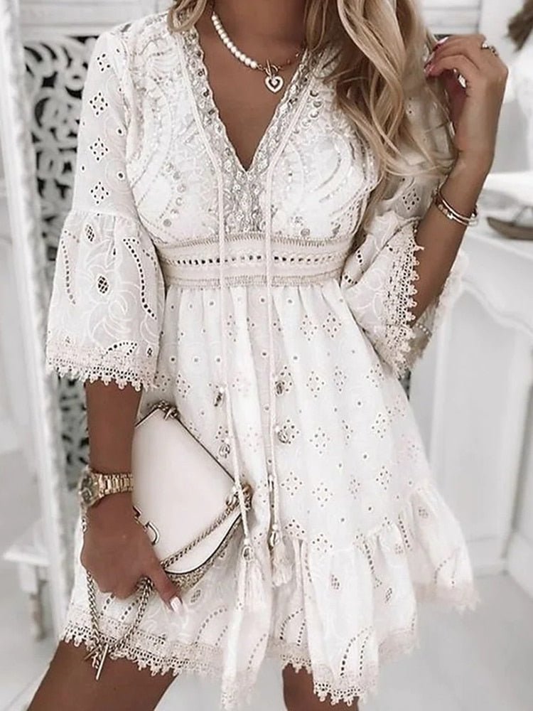 Variant image for Boho Mini Jurk Met Flatterende Pasvorm-3