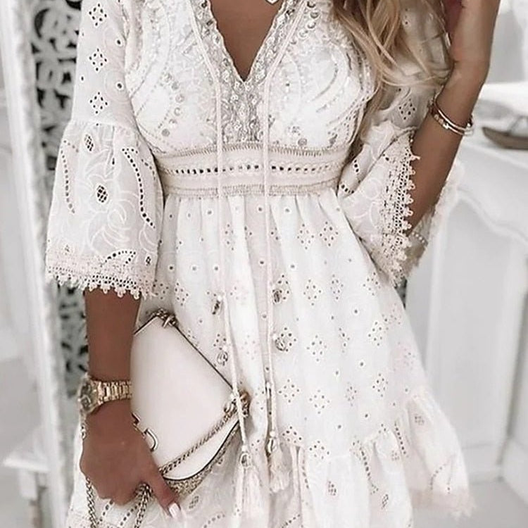 Variant image for Boho Mini Jurk Met Flatterende Pasvorm-3