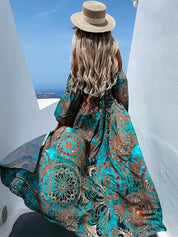 Boho Off-Shoulder Jurk met Spleet-3