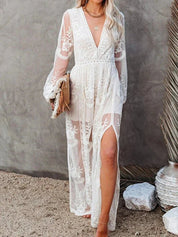 Boho Maxikleed met Kantdetails-5