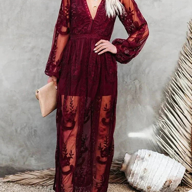 Variant image for Boho Maxikleed met Kantdetails-11